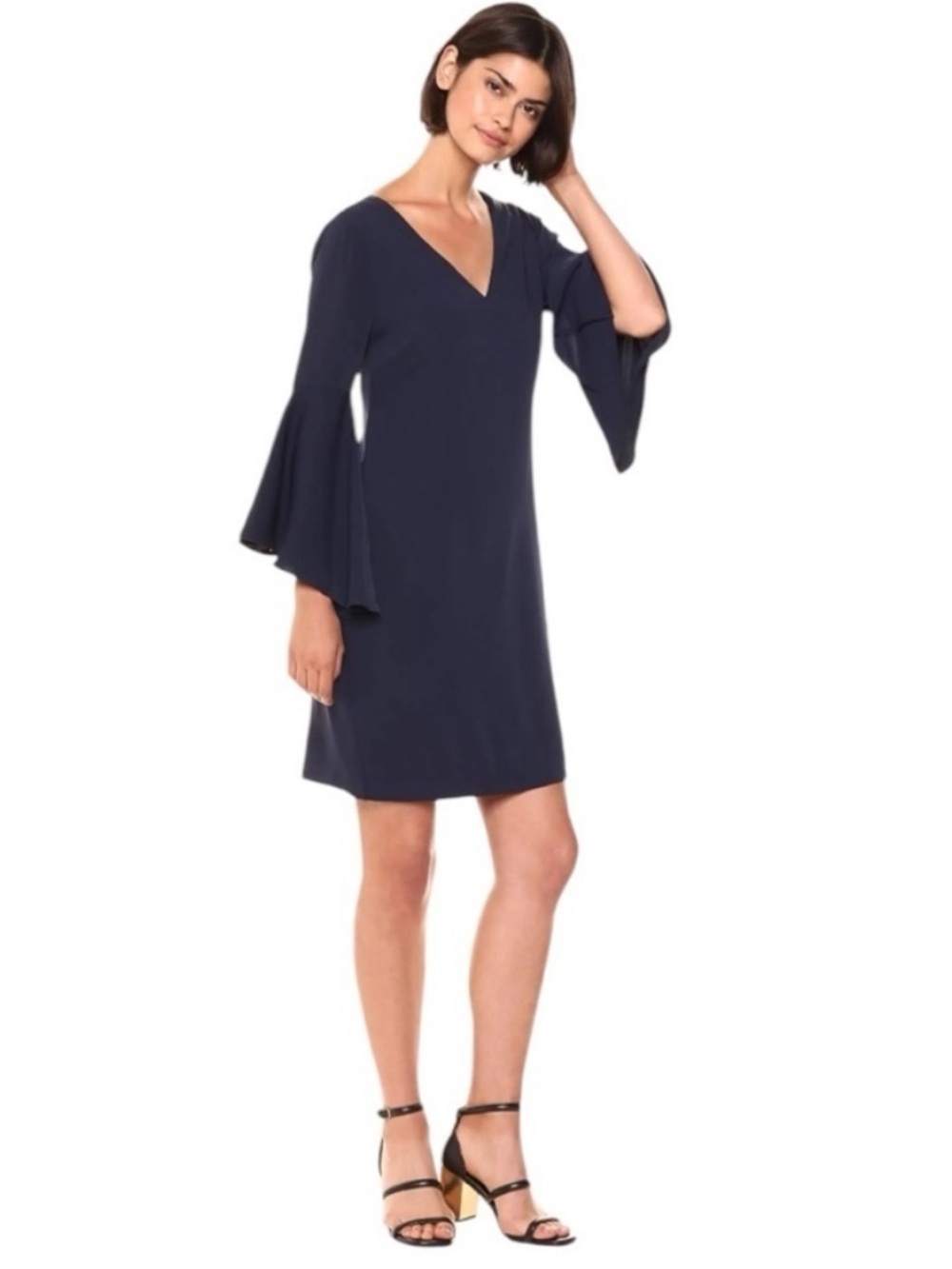 Trina Turk NICO BELL Sleeve V-NECK V-back Formal Business Careerwear DRESS